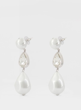 SELF PORTRAIT Pearl Crystal Droplet 白色珍珠耳饰