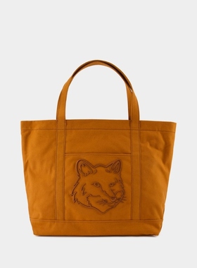 Maison Kitsune Fox Head Large 棉质购物袋包