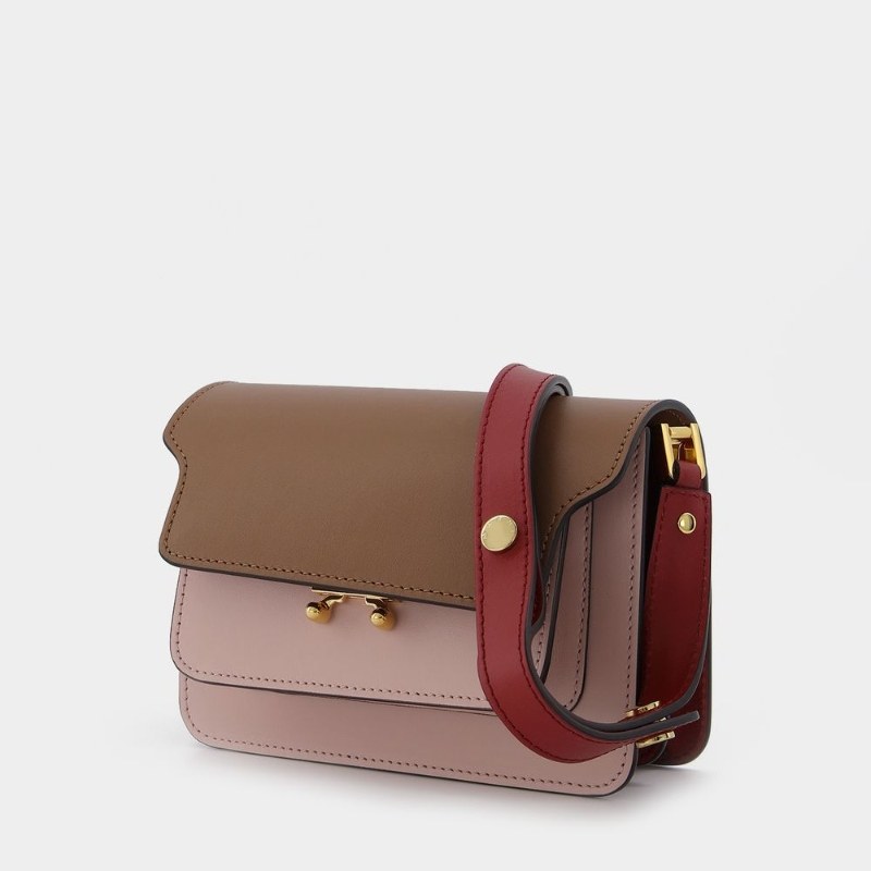 玛尼 marni trunk mini 迷你拼色牛皮单肩斜挎包 时尚风琴包新品