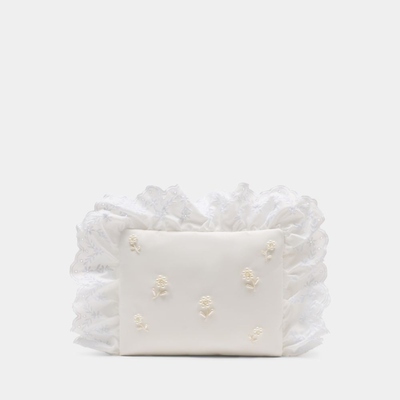 Simone Rocha 枕套式手拿包 带刺绣- 合成纤维 - 象牙色