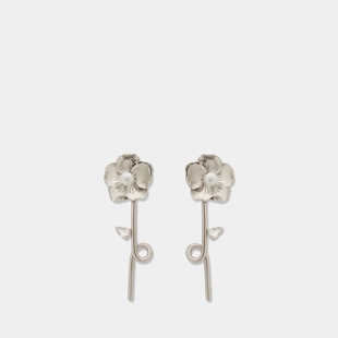 Simone Rocha Blooming Poppy Drip 花朵滴状耳环 - 金属 - 银色
