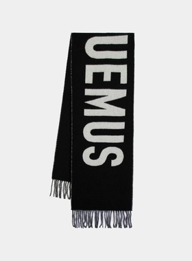 Jacquemus L'Echarpe 羊毛Logo字母围巾 黑色时尚配饰