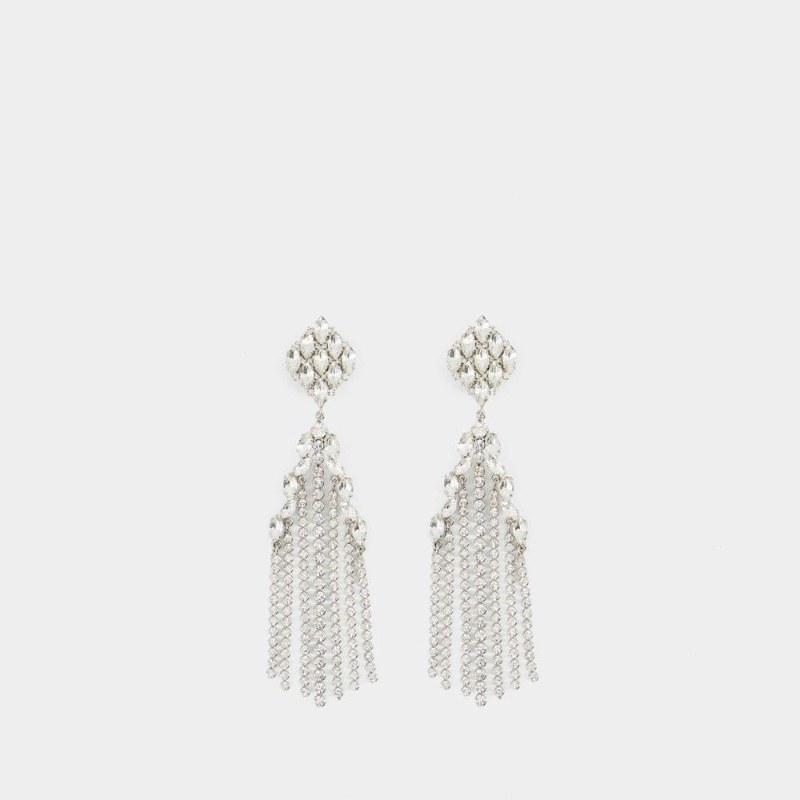 Alessandra Rich 水晶串珠耳环洛世奇银色七夕礼物