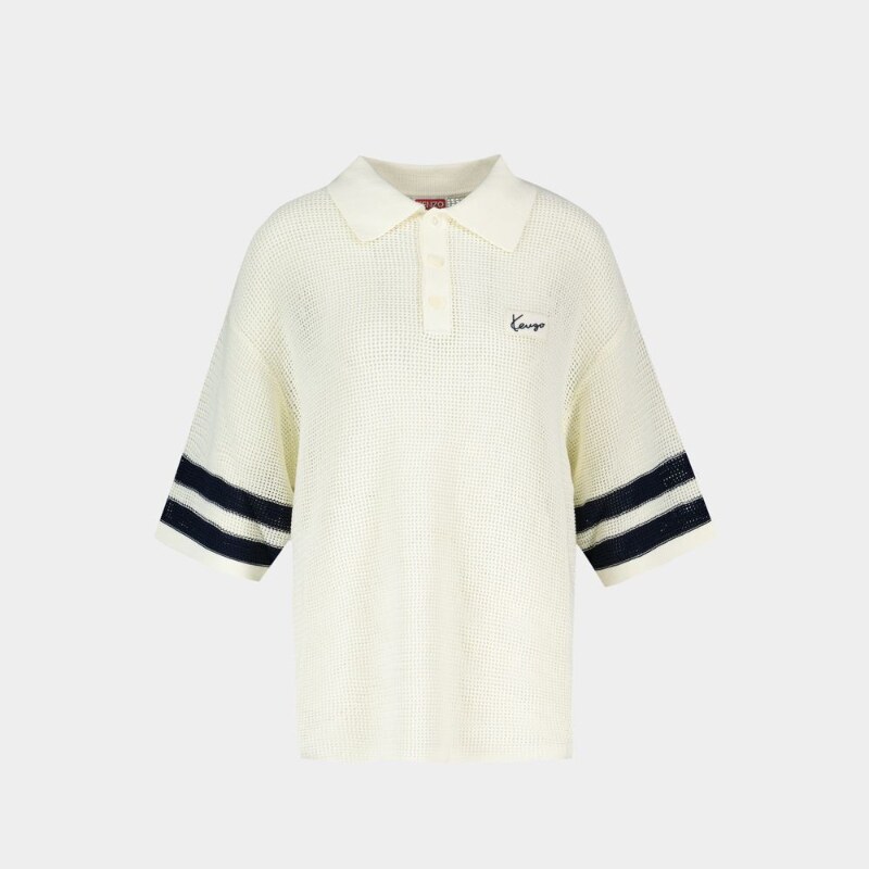 Kenzo 钩针编织 Polo 衫 - 棉质 - 白色