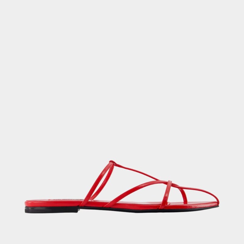 Jil Sander 吉尔桑达 红色真皮凉鞋--