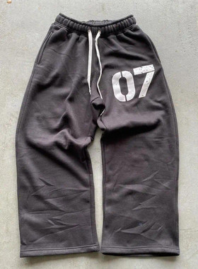 美式街头卫裤抽绳裤宽松嘻哈直筒长裤休闲裤y2k运动裤Sweatpants