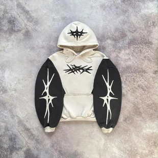 Stitched sweatshirt美式撞色拼接卫衣oversize hoodie设计感外套