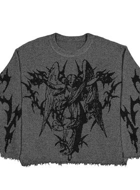 Knitted top美式复古上衣万圣节针织毛衣慵懒长袖HipHop Sweater