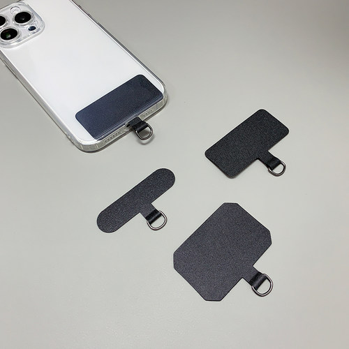 手机挂绳夹片结实耐用贴片布料简约网红金属环扣手机壳垫片超薄户外挂件防摔黑色万能固定垫片适用于苹果vivo