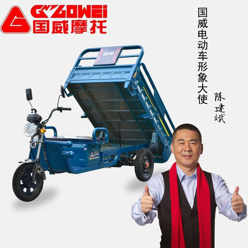 国威品牌电动三轮车货车载重王拉货家用代步大容量成人快递电瓶车