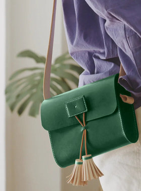 手工皮具版型DIY制作皮质流苏图纸单肩包清新简单小包纸样HMB-138