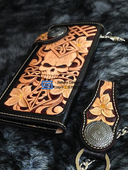 皮革包包DIY制作手拿包纸様LWP 皮雕版 型骷髅长夹图纸手工长款