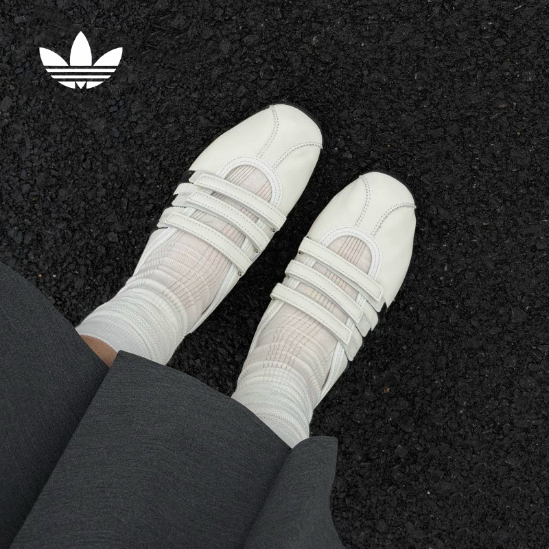 adidas阿迪达斯三叶草芭蕾风女鞋2026流行鞋复古玛丽珍薄底T头鞋