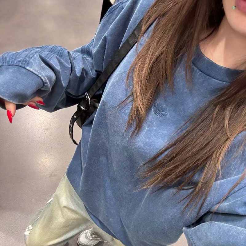 Adidas阿迪达斯正品三叶草长袖T恤男女款秋水洗做旧复古百搭上衣