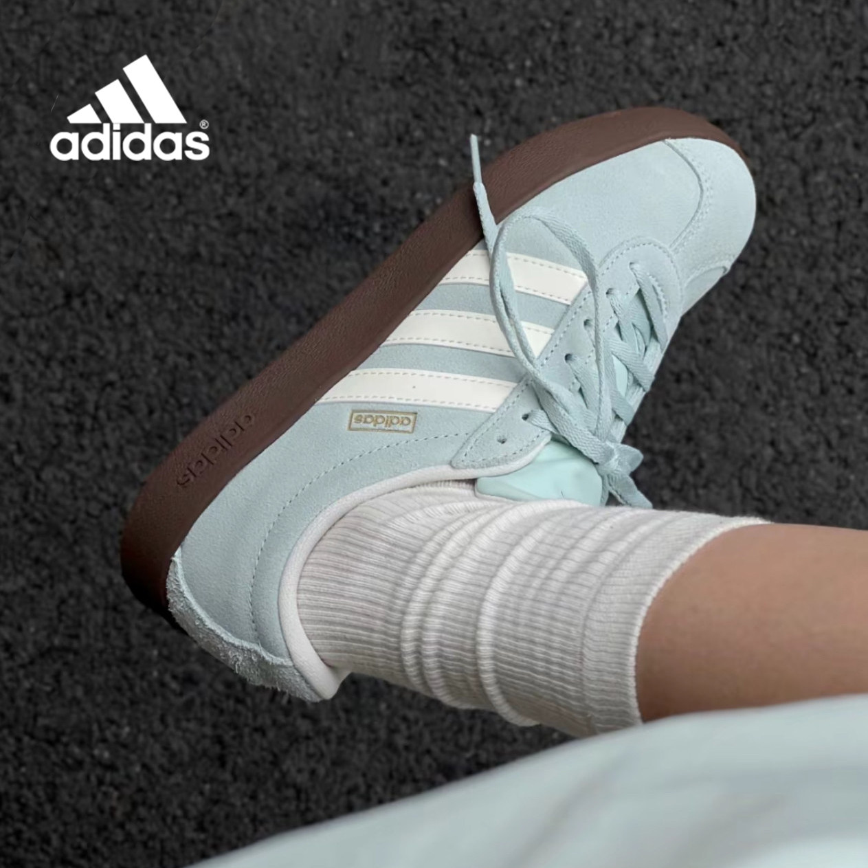 Adidas VL Court阿迪达斯正品德训鞋女鞋绿色低帮低帮板鞋KH5552