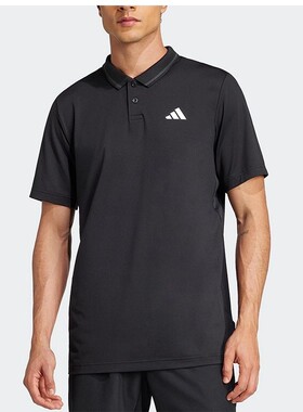 Adidas阿迪达斯正品男士运动速干短袖2026夏季凉爽透气黑色POLO衫