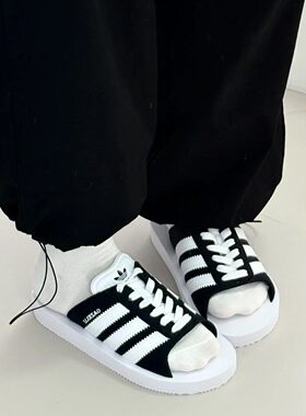 adidas阿迪达斯三叶草拖鞋男女2026夏季新款休闲外穿一字拖JQ7421