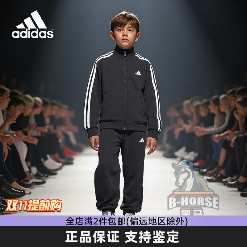 阿迪达斯大童休闲两件套春款套装