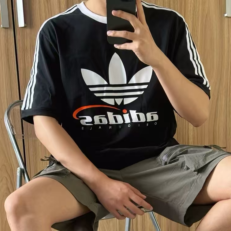 Adidas阿迪达斯三叶草短袖夏季男女情侣t恤美式宽松运动半袖上衣