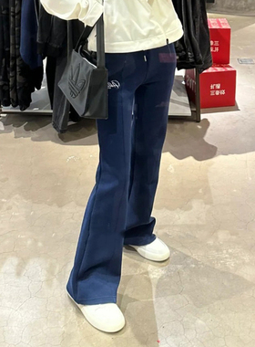 Adidas阿迪达斯正品女子运动休闲修身显瘦微喇裤针织长裤JZ1648