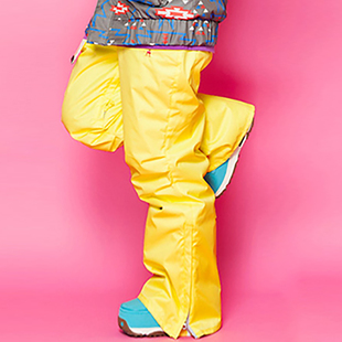 ME家荧光黄纯色女生腰带宽版加棉单板滑雪裤