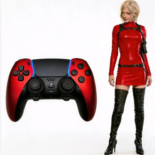 PS5EDGE改装艾达主题红黑配色 双TMR摇杆模块 全微动按键定制手柄