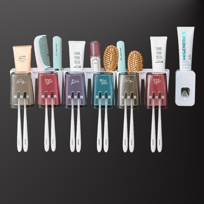 牙刷置物架卫生间免打孔壁挂式家用六口之家漱口杯子套装家庭收纳