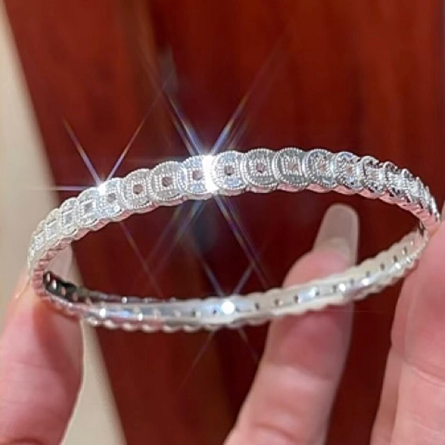 足银9999纯银碎冰冰钱币银手镯女