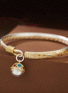 足银9999珐琅彩宫铃手镯