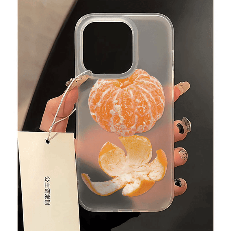 磨砂创意橘子适用苹果15手机壳华为/荣耀/oppo/vivo/小米红米软女