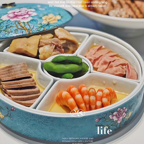 创意中式复古珐琅彩会所餐具拼盘