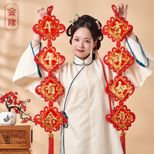 中国结长款对联挂件背景墙玄关喜庆装饰吉祥如意年年有余新年乔迁