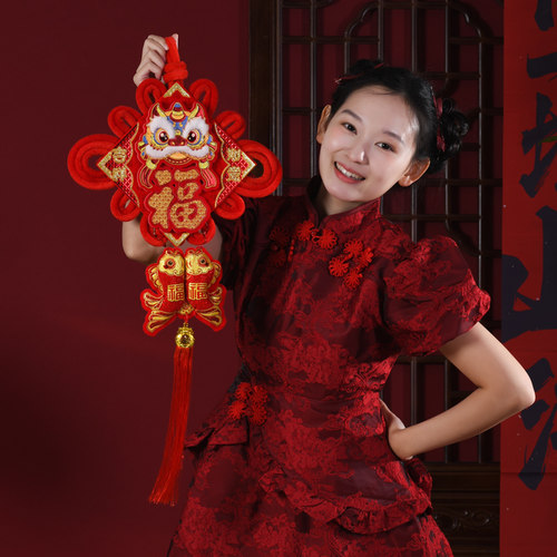福字中国结挂件新年喜庆红色装饰挂饰幼儿园小学儿童演出手持道具