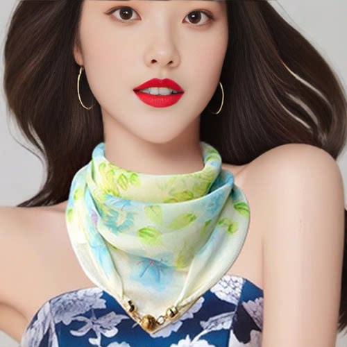 磁扣丝巾女夏季防晒护颈薄纱巾
