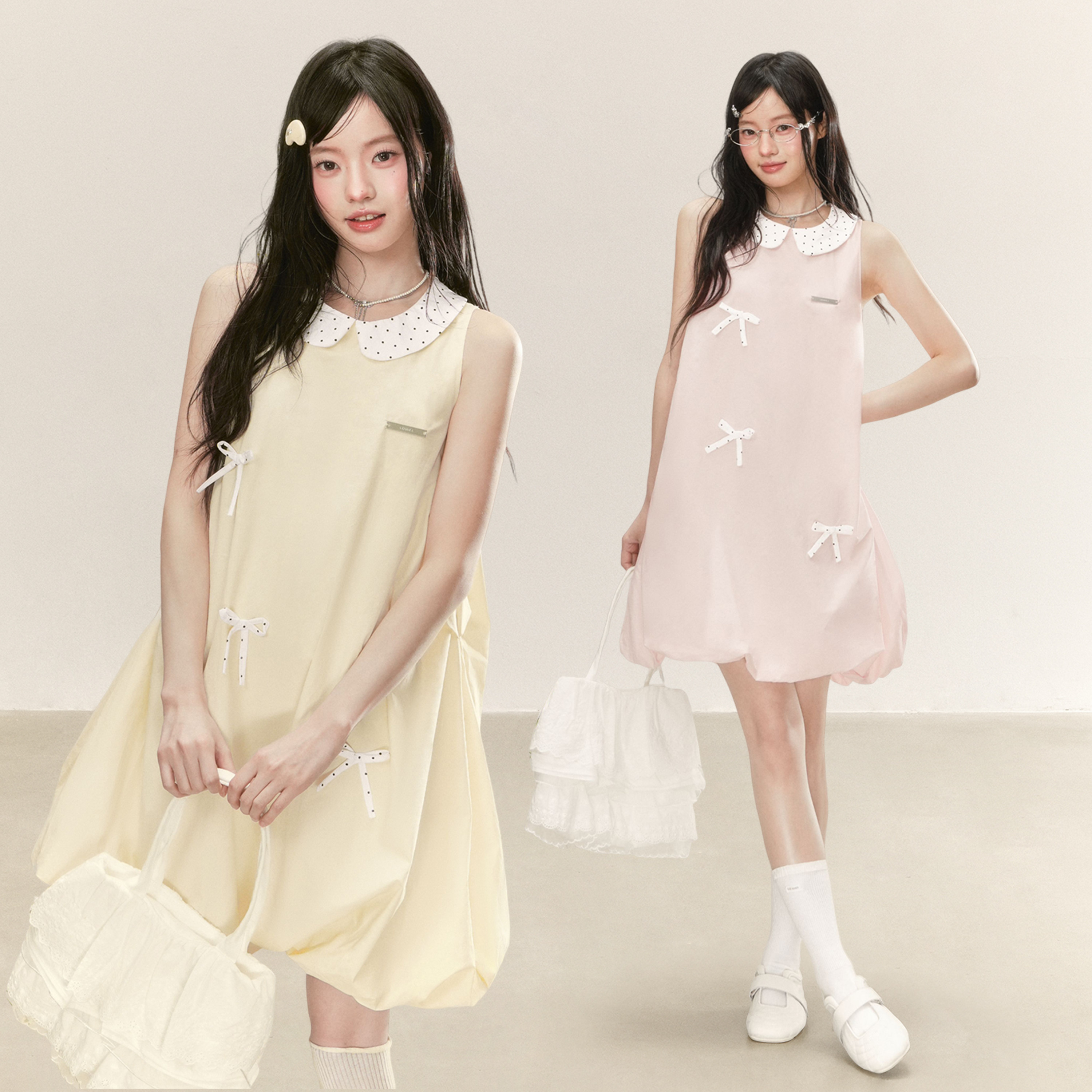 LENNEA无袖花苞裙2.0设计感减龄连衣裙女夏季翻领小个子背心短裙