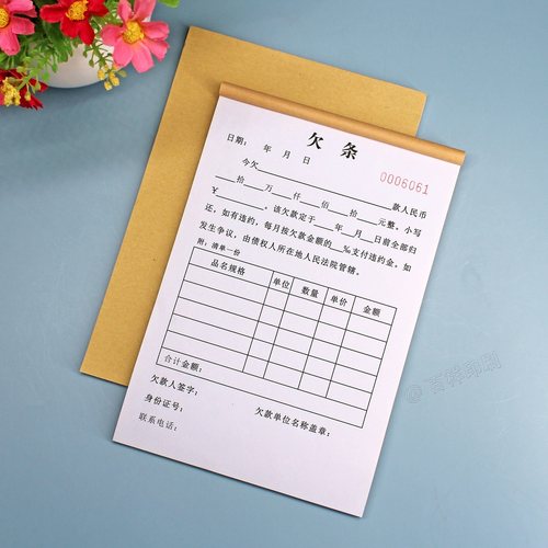 通用二联个人欠据定做欠款条凭证