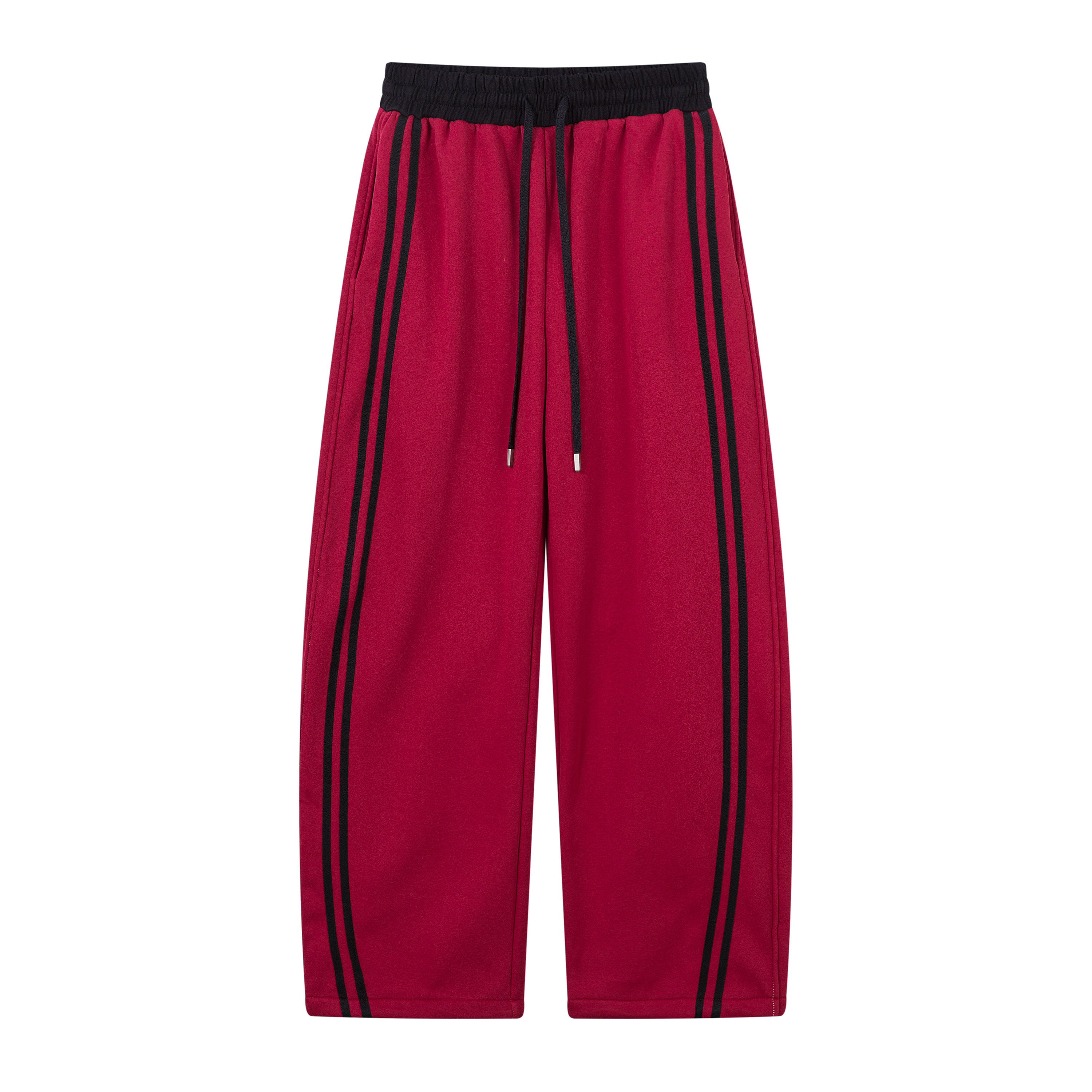 秋冬加绒加厚街舞美式条纹长裤男女同款直筒宽松阔腿运动休闲卫裤