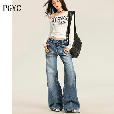 美式辣妹阔腿牛仔裤女202