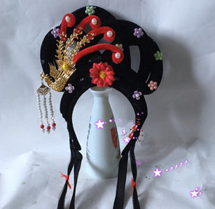 唱戏头饰头戴戏剧戏曲假发头饰黄梅戏头饰花旦丫环全套古风头套