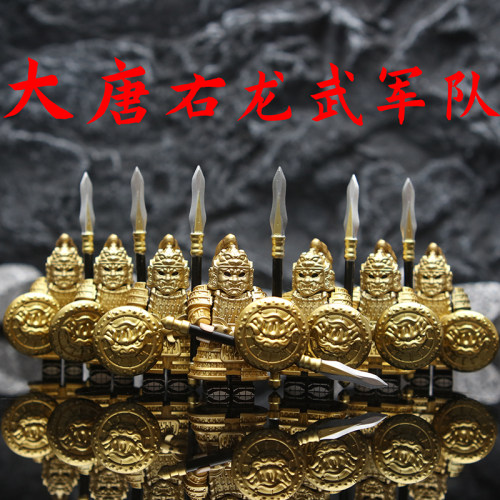 中国古风军事中世纪铠甲骑兵第三方唐朝玄甲军积木小人仔拼装玩具