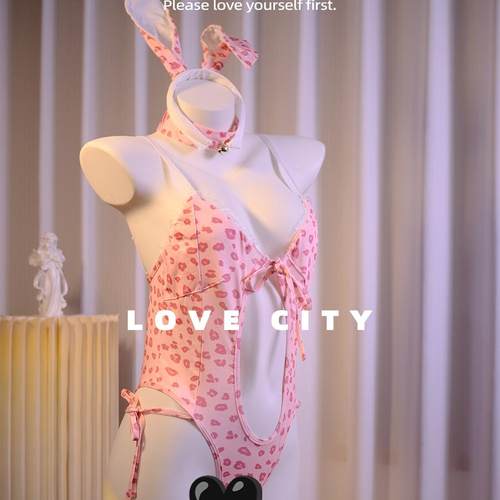 LOVECITY「初恋之吻」性感印花粉嫩少女兔女郎cos制服纯欲内衣