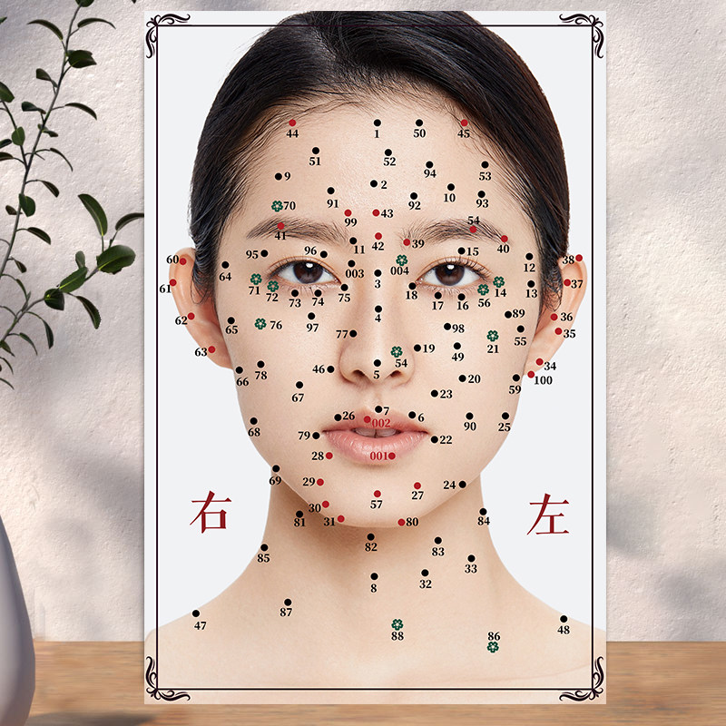 痣相图面部点痣图海报男女面痣图祛痣数字取痣祛斑宣传广告纸图片