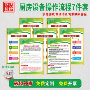 厨房设备操作流程图餐饮食品行业餐具清洗上墙制度牌餐具消毒规范