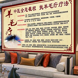 羊毛疔海报挑羊毛疔挂画装饰画广告贴纸宣传画挂图定制背胶自粘