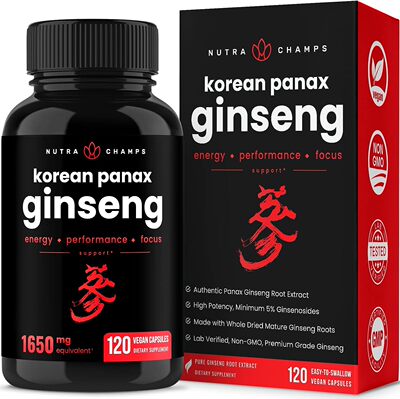 美国代购NutraChamps Korean Red Panax Ginseng Capsules | Extr