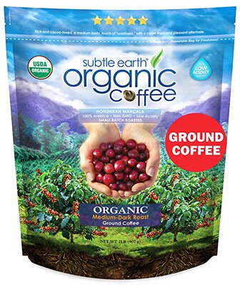 代购2LB Subtle Earth Organic Coffee - Medium-Dark Roast - Gr