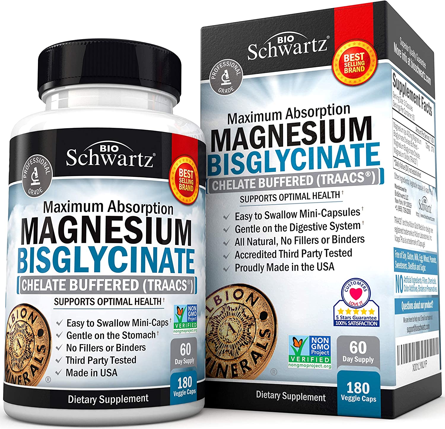 美国代购Magnesium Bisglycinate 100% Chelate No-Laxative Effe