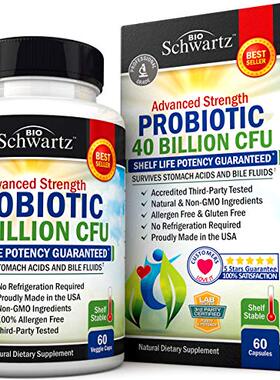 Probiotic 40 Billion CFU. Guaranteed Potency until Expiratio