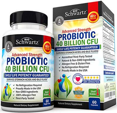 Probiotic 40 Billion CFU. Guaranteed Potency until Expiratio