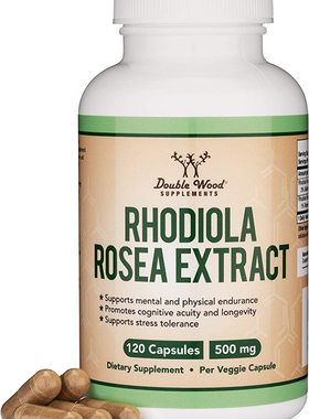 美国代购Rhodiola Rosea Supplement 500mg, 120 Vegan Capsules